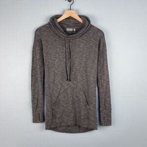 Athleta Cowl Neck Drawstring Hoodie‎ Sweatshirt Heather Gray Pouch Size XXS